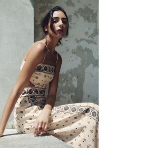 Zara Beige and Black Patterned Dress NWT